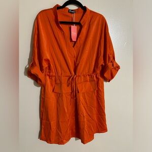 This is nice summer night out Orange drawstring dress